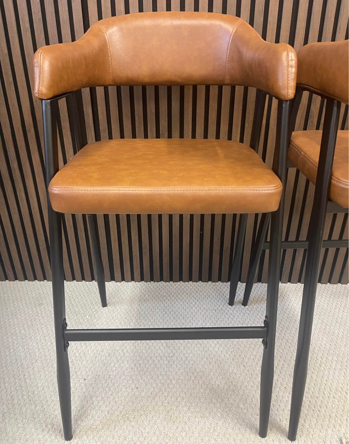 Presley Tan Faux Leather Kitchen Stools x2