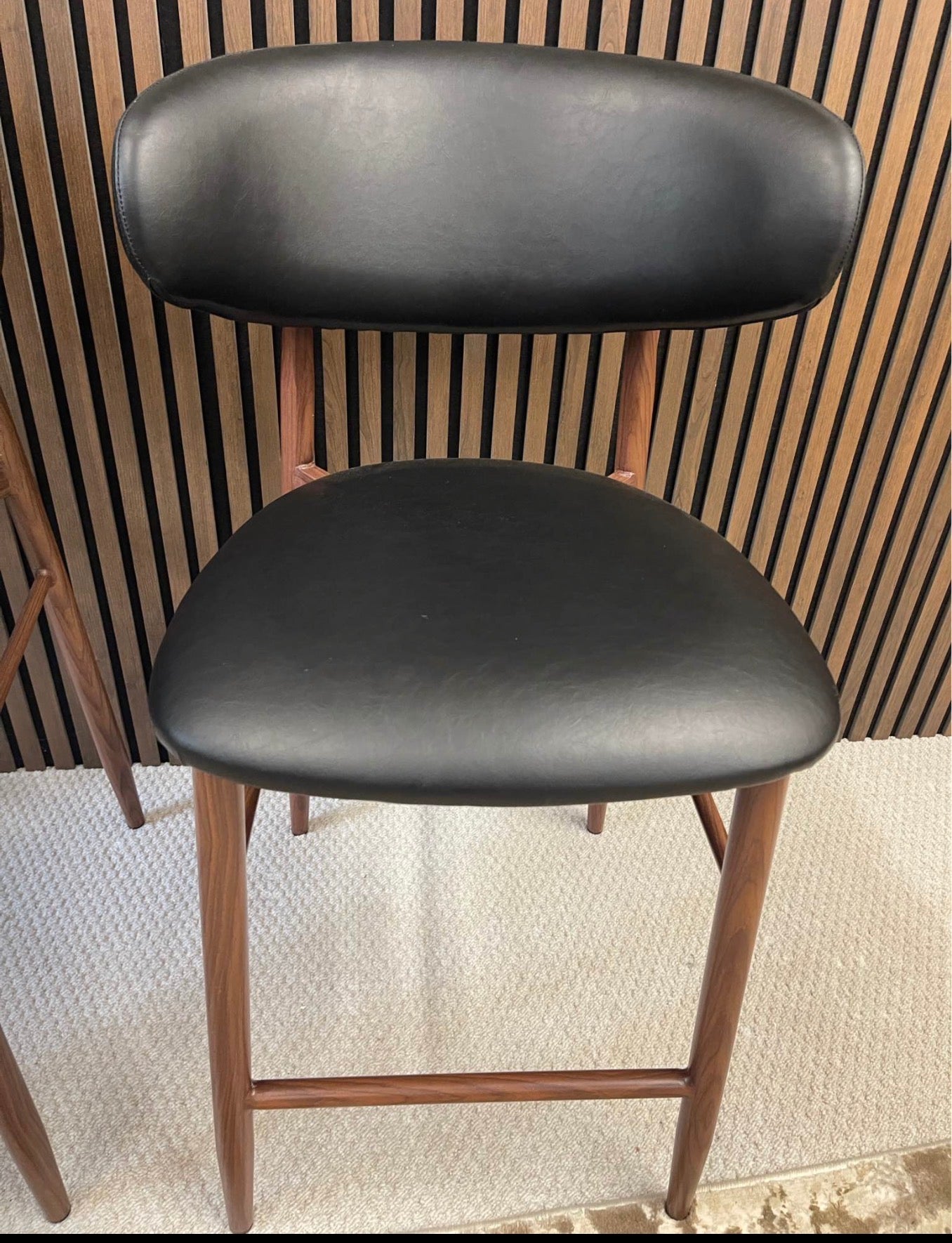 Halston Black Faux Leather Kitchen Stools