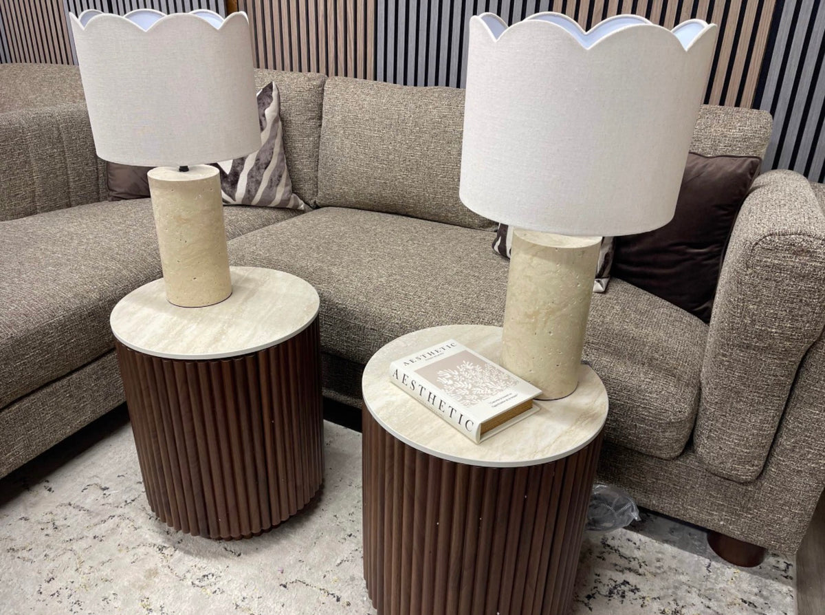 Set Of 2 Bedside Tables With Stone Top