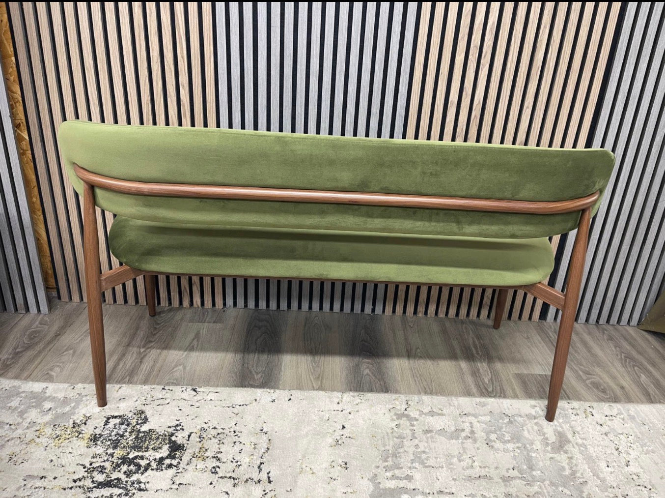 Halston Moss Green Velvet Dining Bench