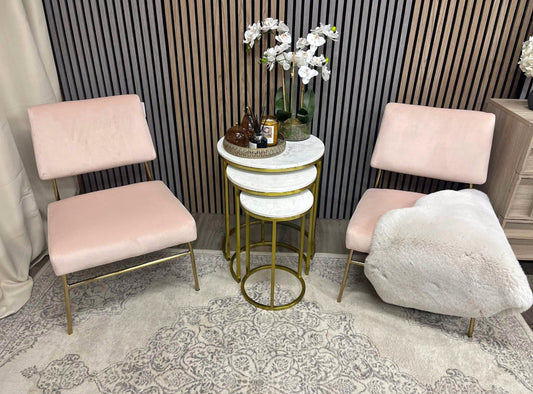 Set Of 2 Blush Pink Accent Chairs