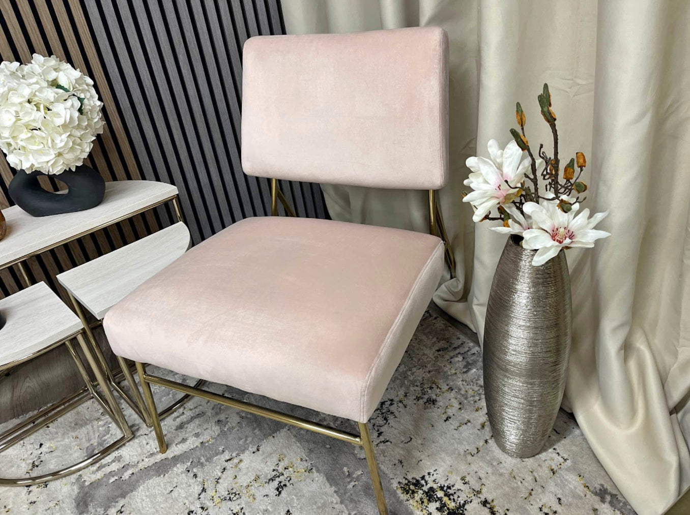 Blush Pink Velvet Accent Chair