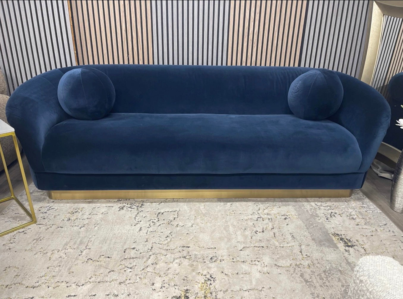 Royal Blue Velvet Valentin 3 Seater Sofa
