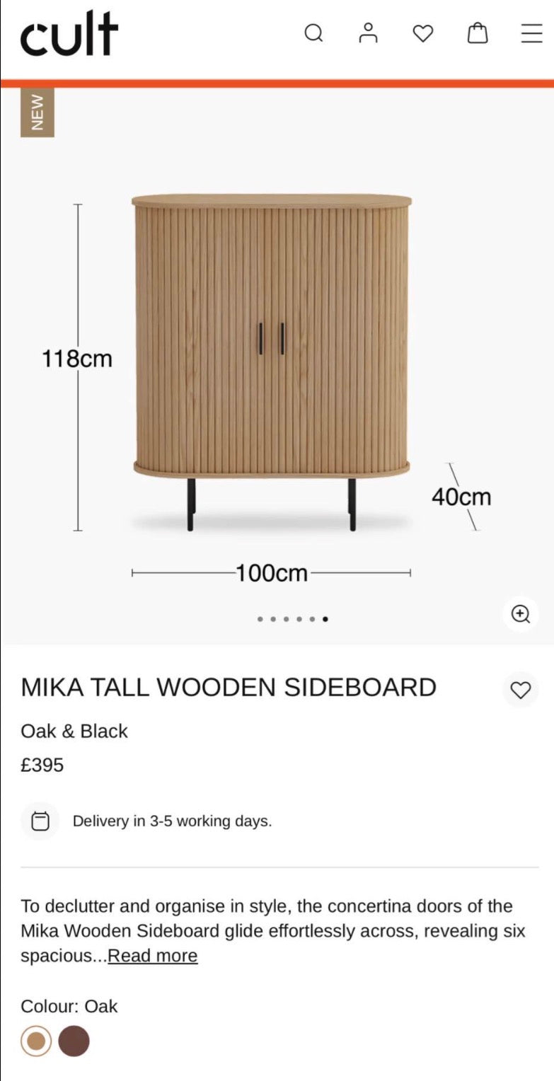 Cult Furniture Mika Tall Wooden Storage Sideboard
