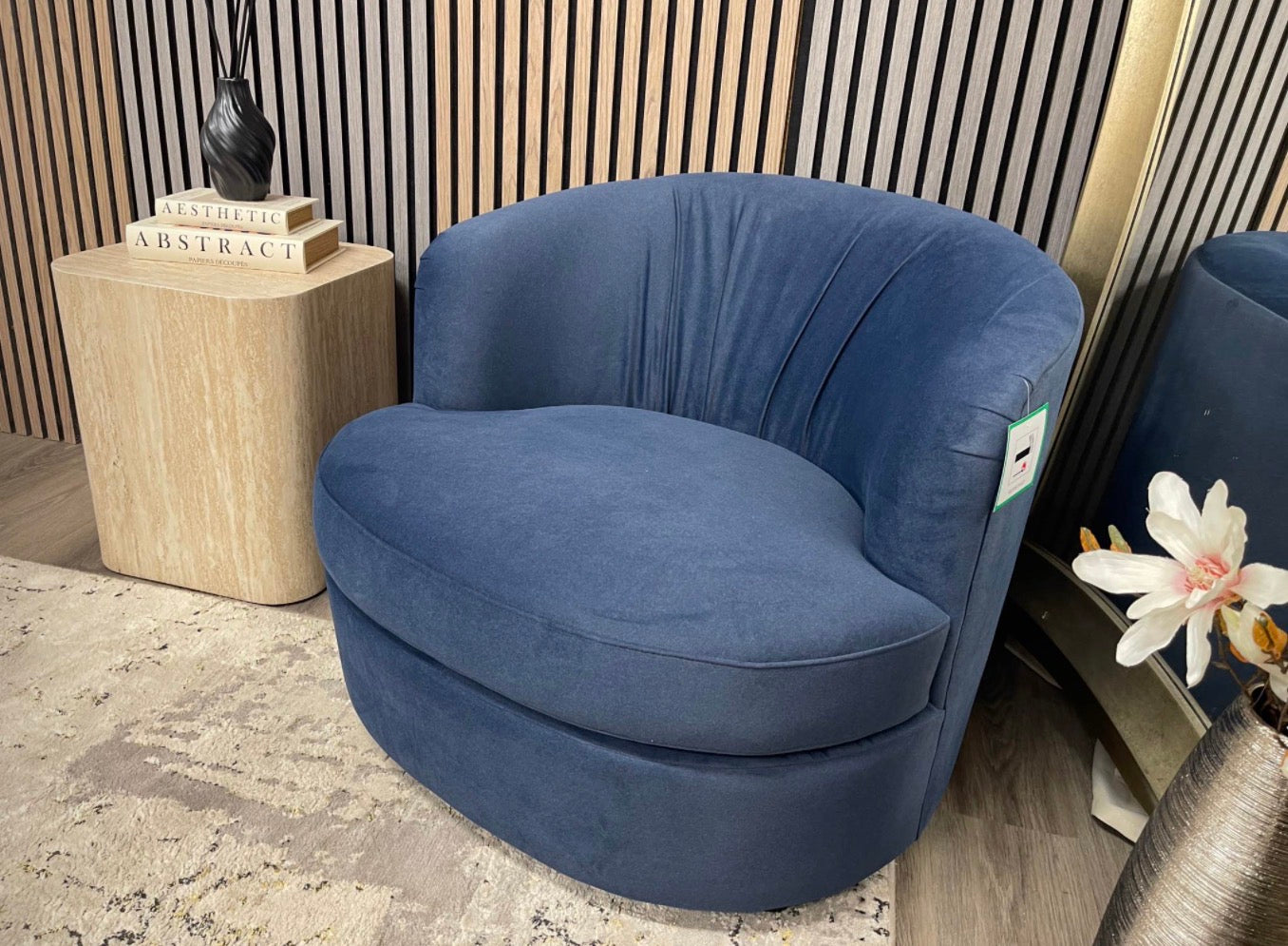Set Of 2 Portland Mohair Ocean Blue Accent Chairs