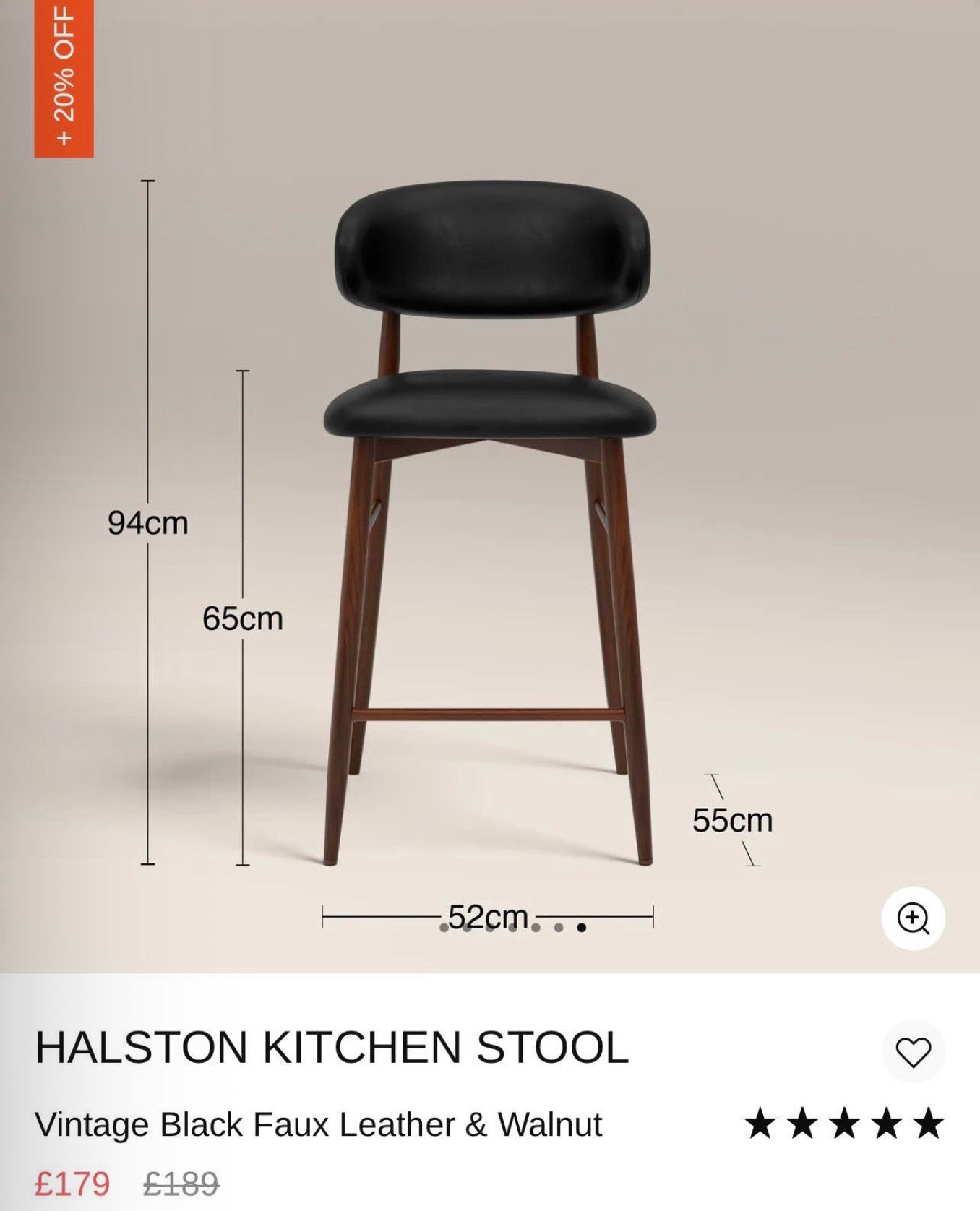 Halston Black Faux Leather Kitchen Stools