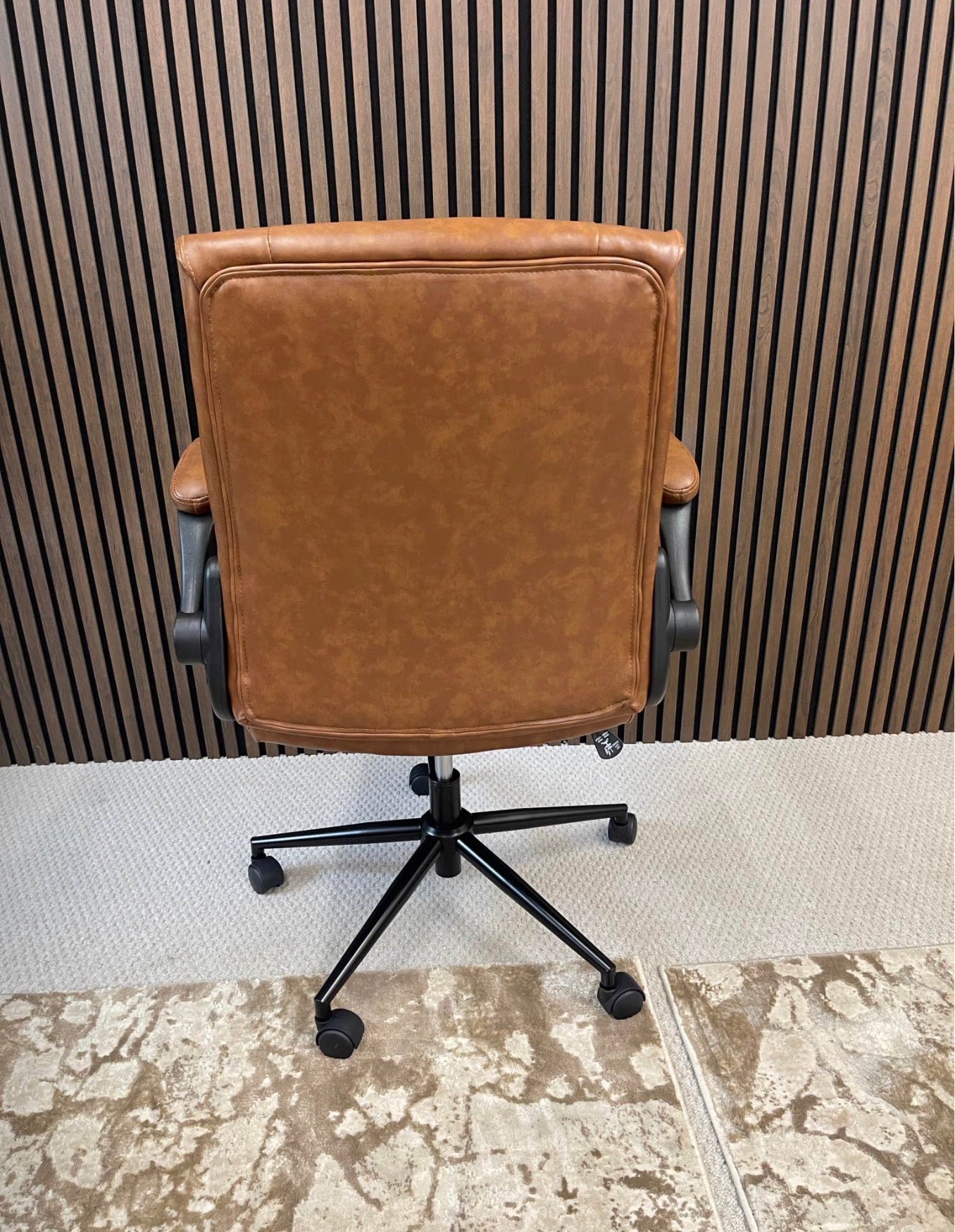 Tan Faux Leather Office Chair