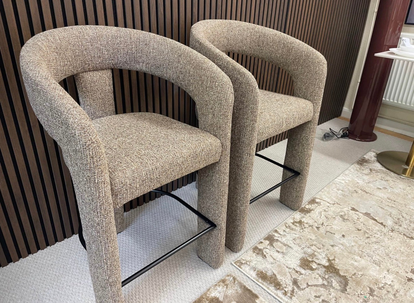 Bellamy Cappuccino Boucle Kitchen Stools x2