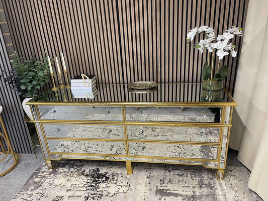 Gold Mirrored Chest Of Drawers