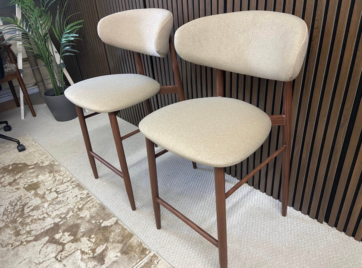 Halston Mohair Velvet Kitchen Stools X2