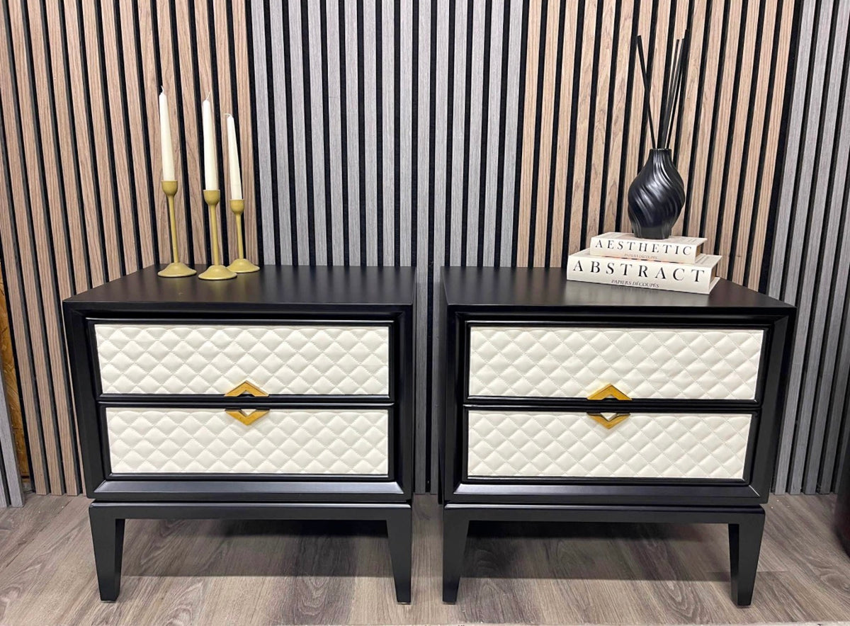 Black And White Bedside Tables x2