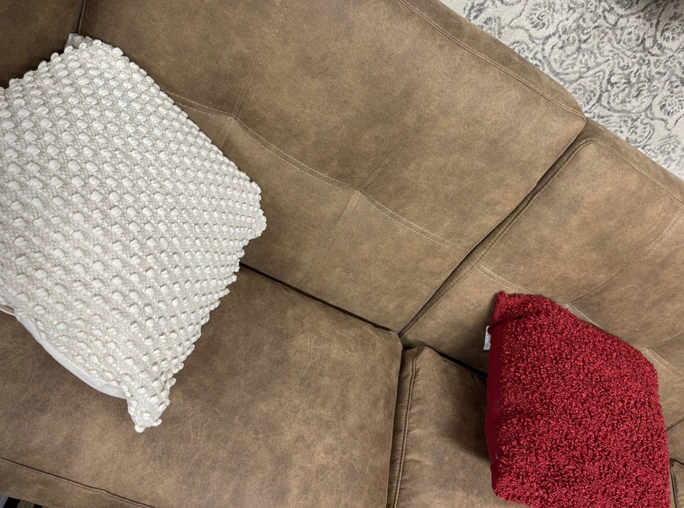 Brown Suede Large Corner Sofa