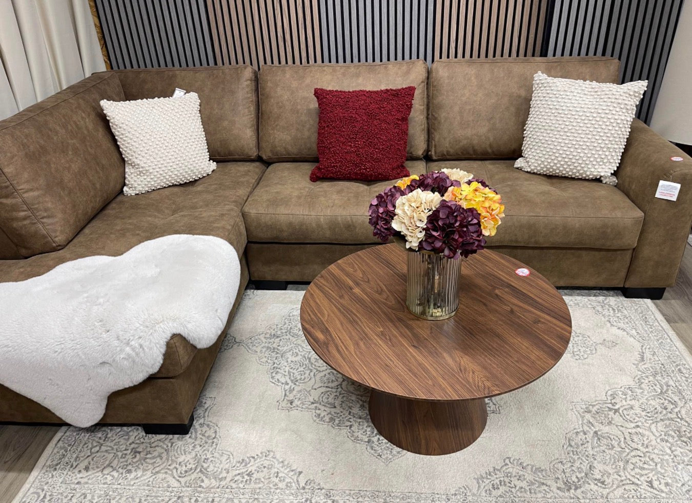 Brown Suede Corner Sofa