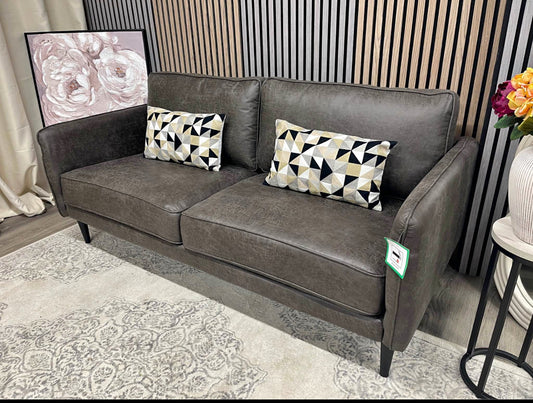 Dark Brown Faux Leather 2 Seater Sofa