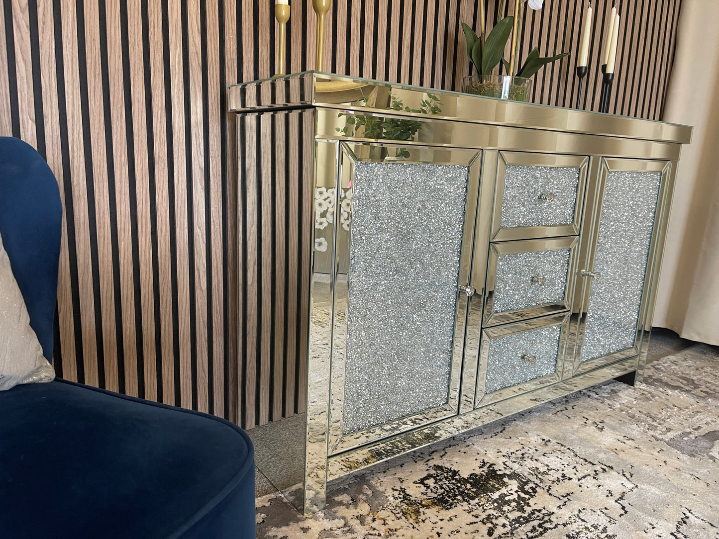 Crushed mirrored sideboard