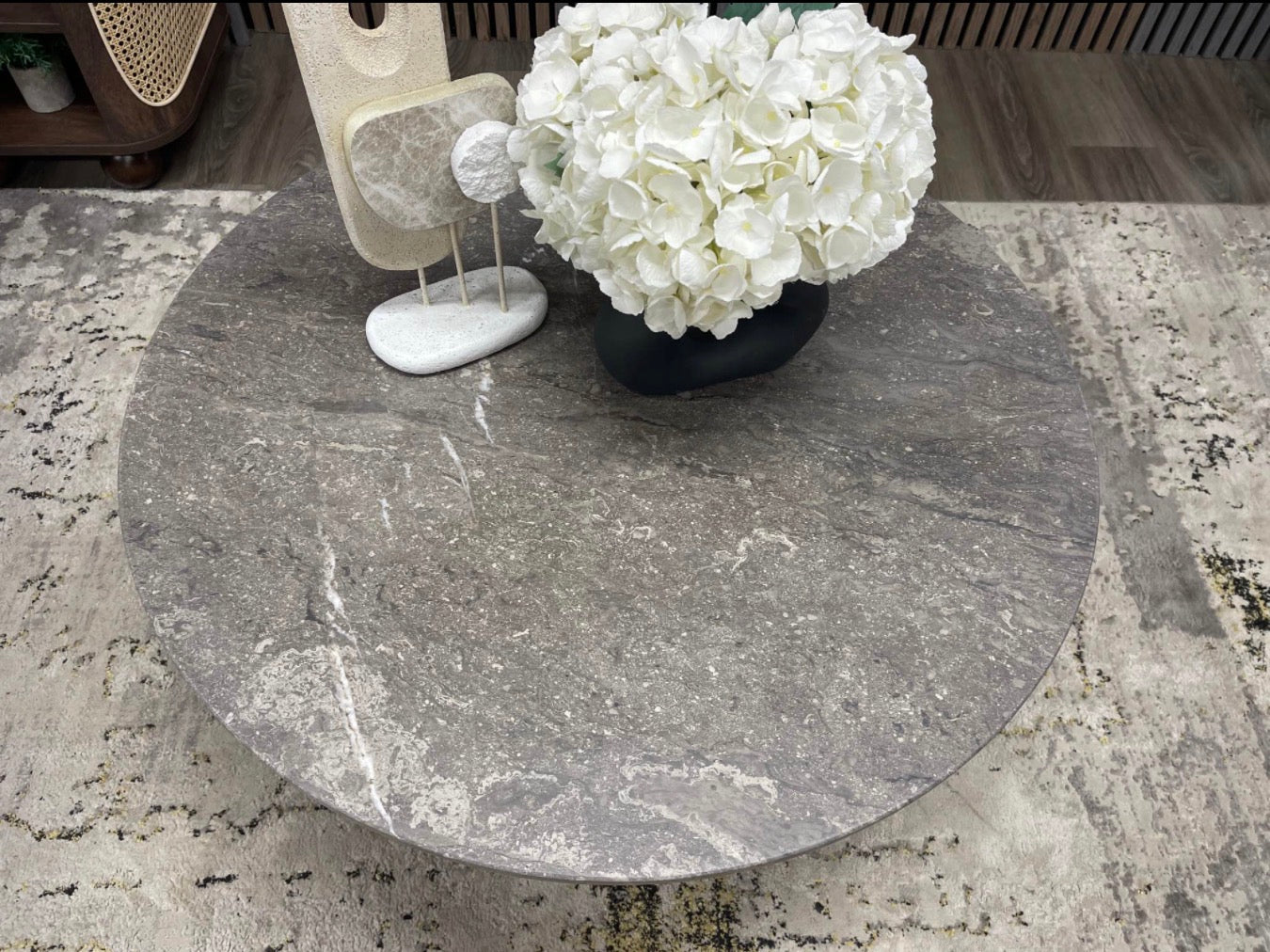Vega Round Grey Marble Coffee Table