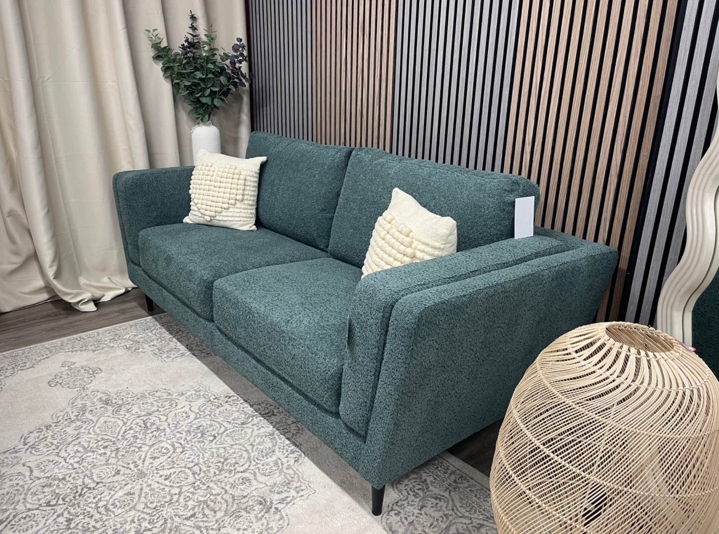 Teal Chenille 3 Seater Sofa