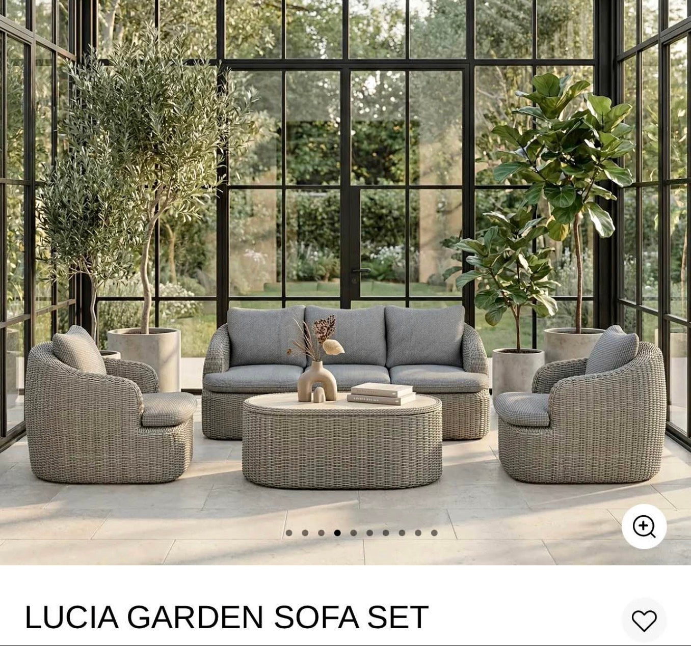 Lucia Smoke Natural Rattan Garden Sofa Set