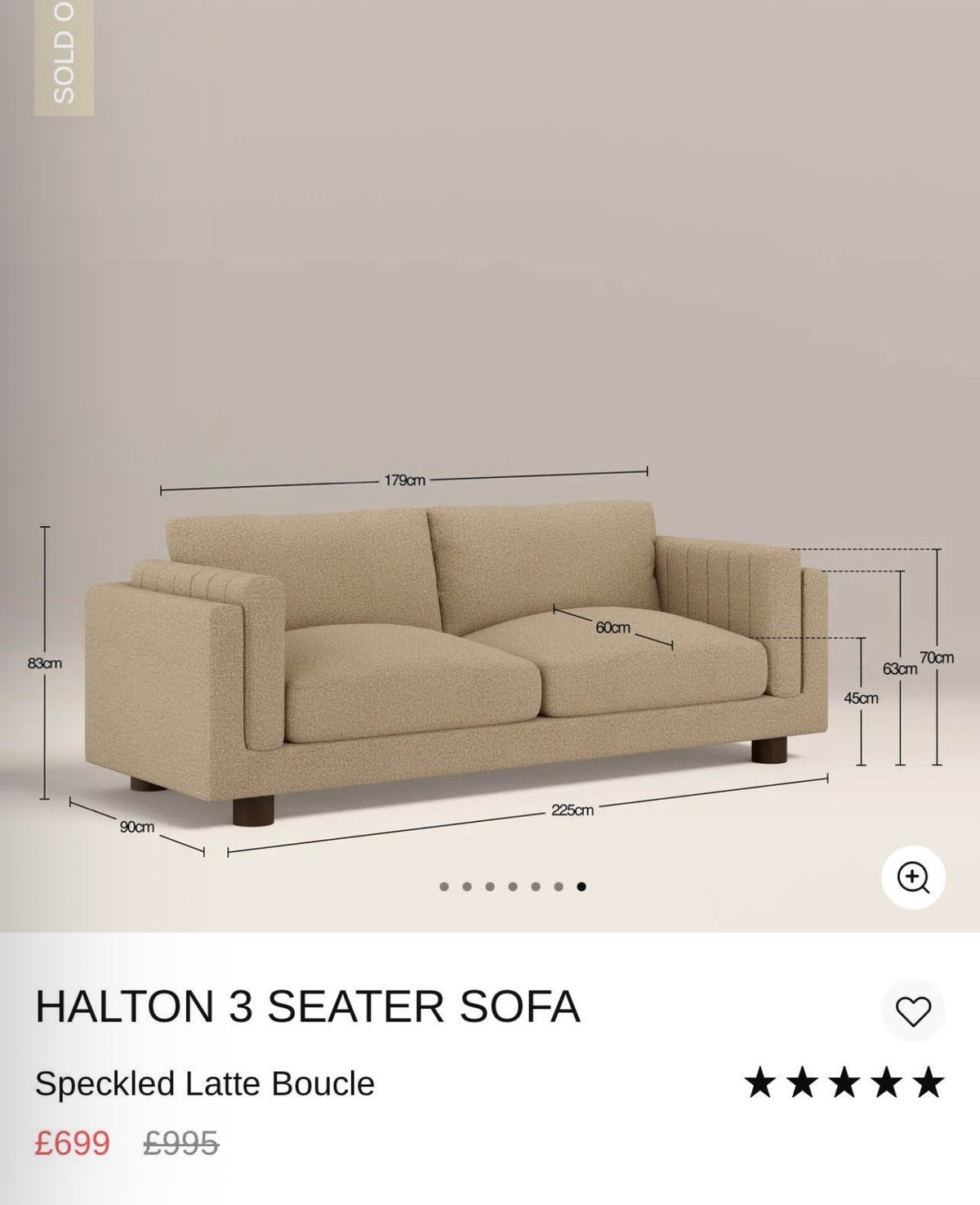 Halton Speckled Latte 3 Seater Sofa