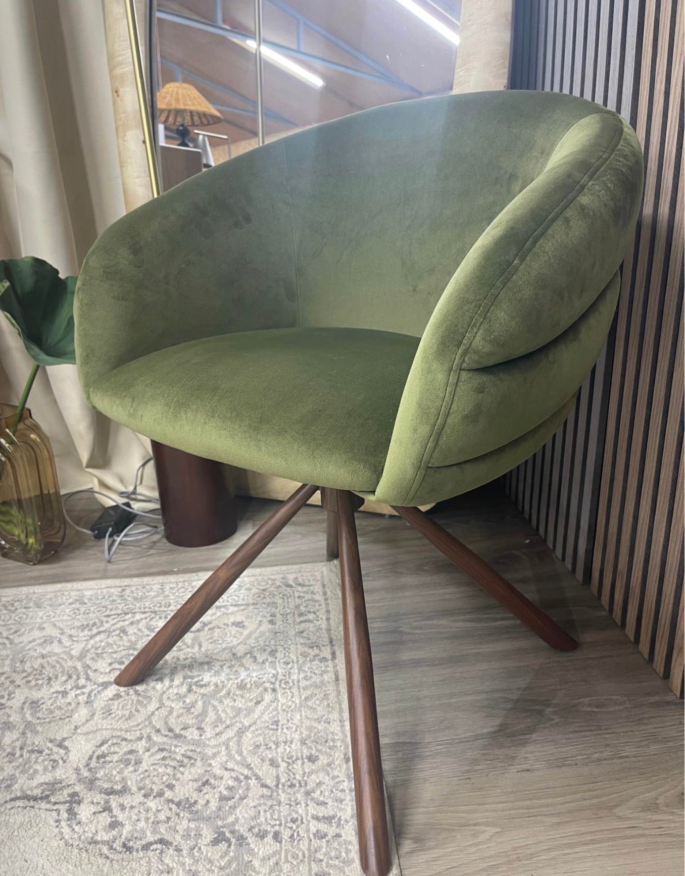 Moss Green Velvet Swivel Desk Chair
