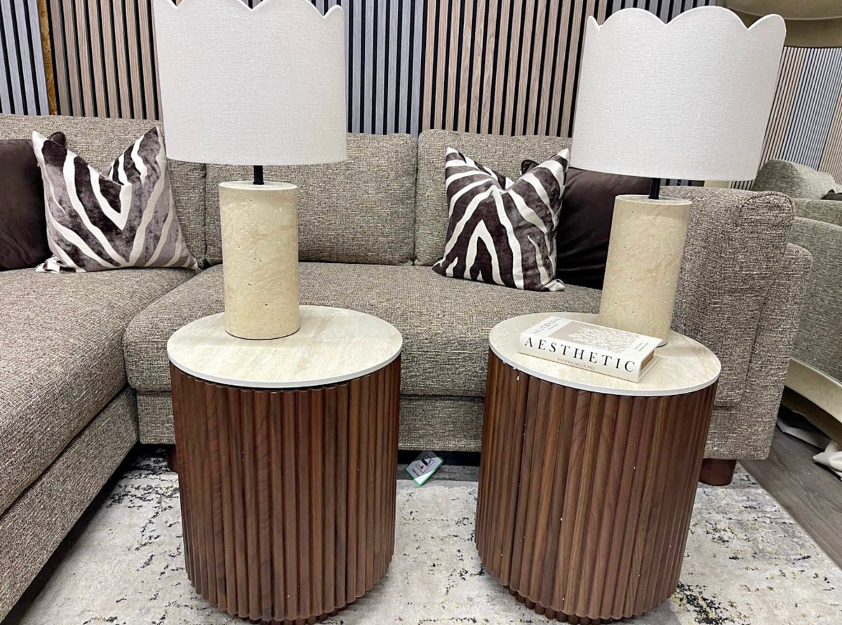Set Of 2 Bedside Tables With Stone Top