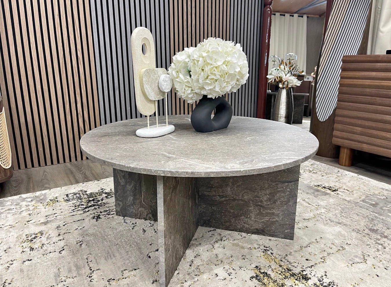 Vega Round Grey Marble Coffee Table