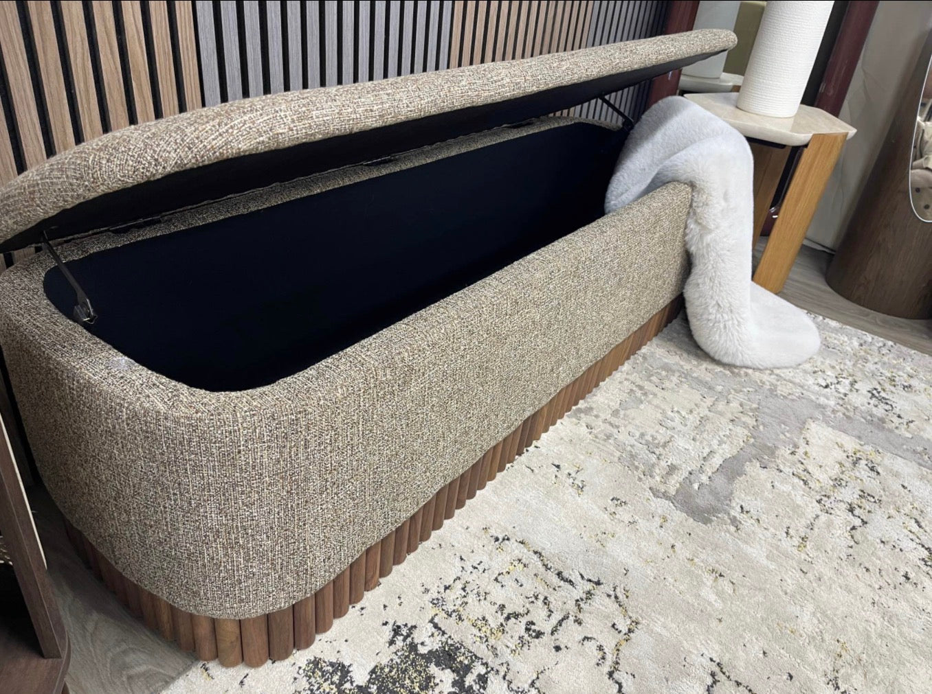 Speckled Cappuccino Boucle Storage Ottoman