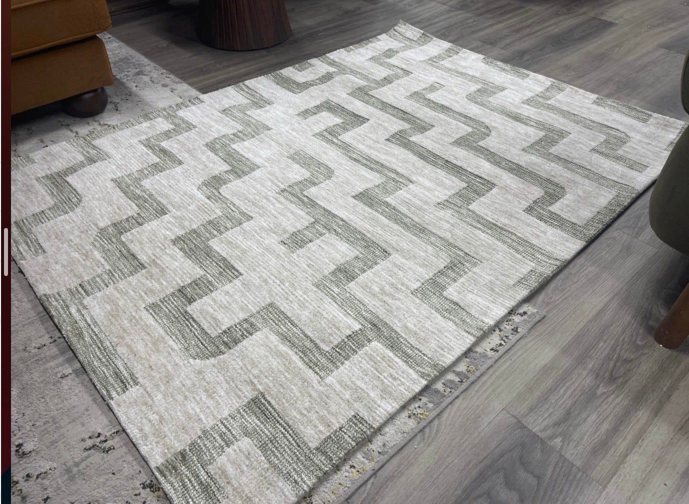 Green And Cream Rug