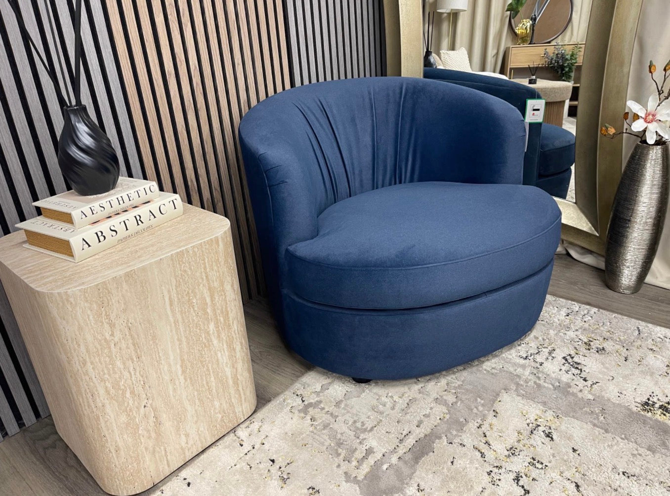 Portland Mohair Ocean Blue Accent Chair