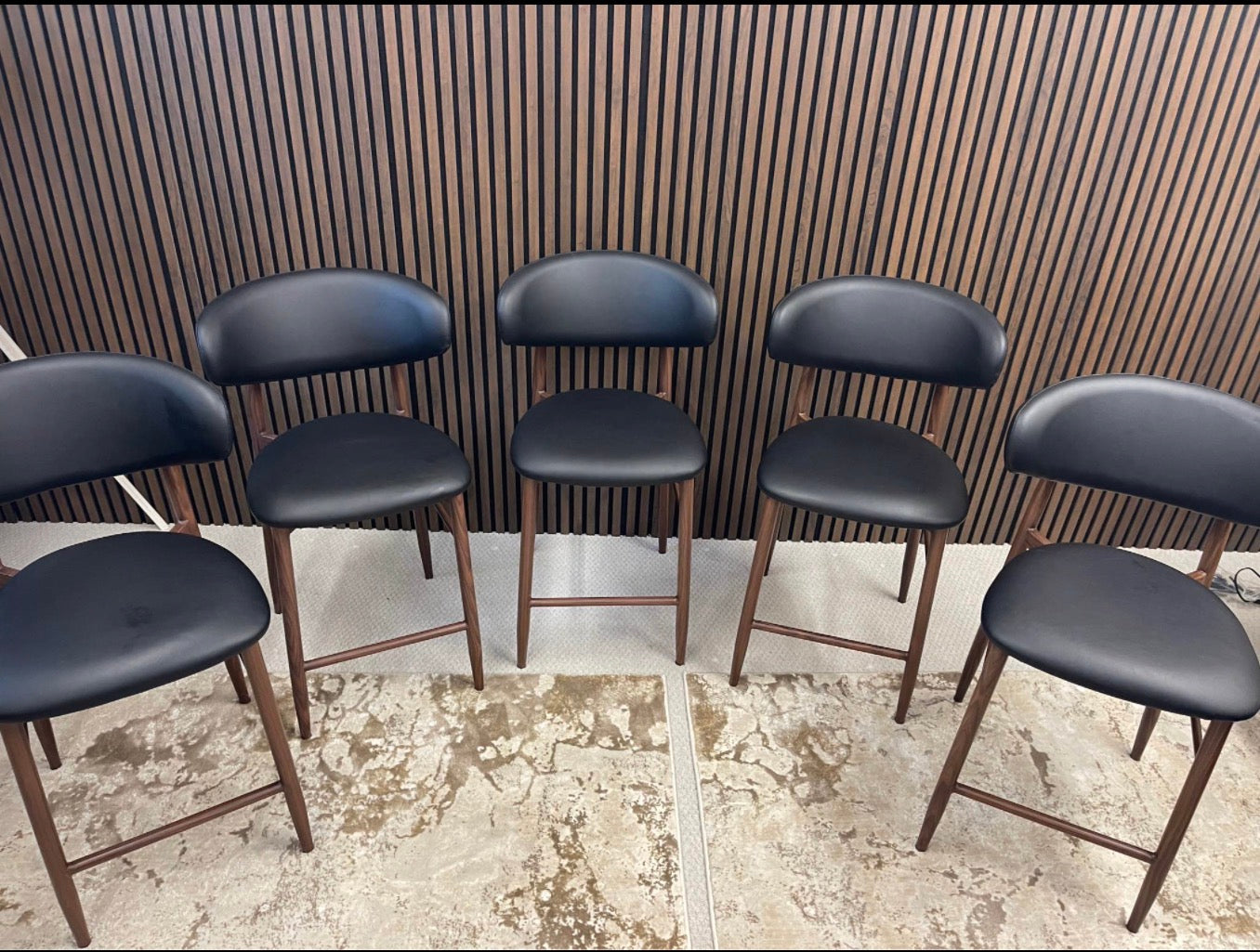 Halston Black Faux Leather Kitchen Stools X5