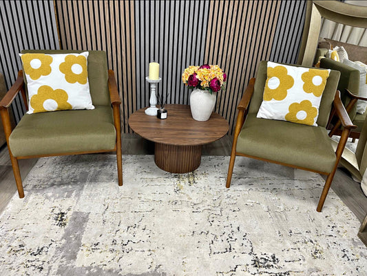 Set Of 2 Moss Green Accent Chairs