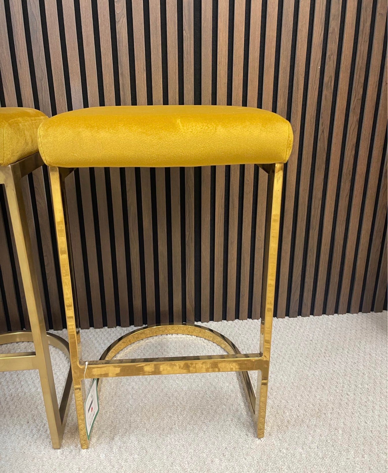 Matteo Mustard Velvet Stools x4