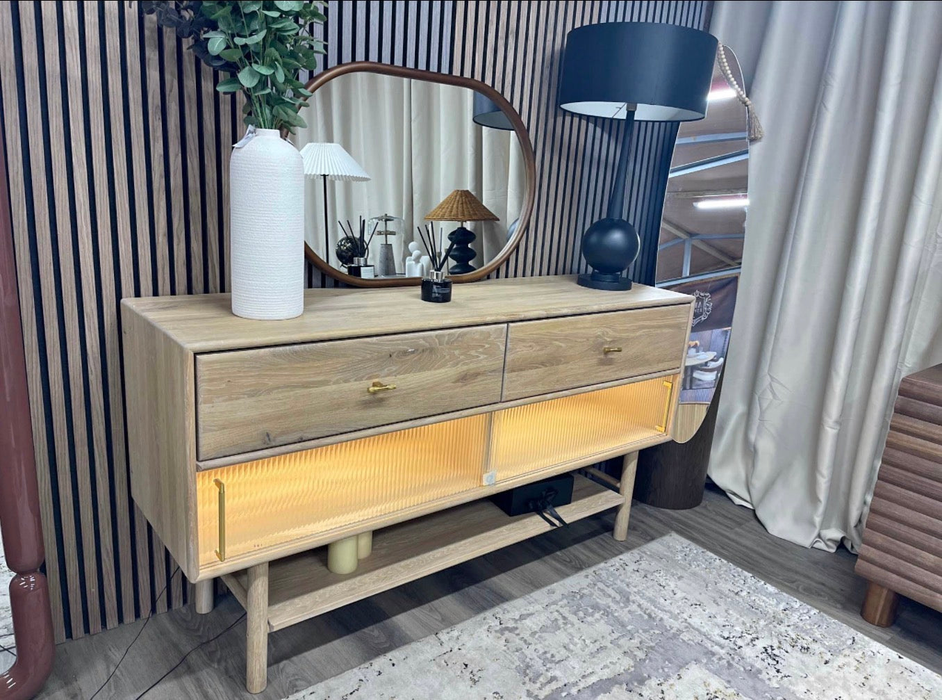 Komodo Large Oak Sideboard With Internal Lights
