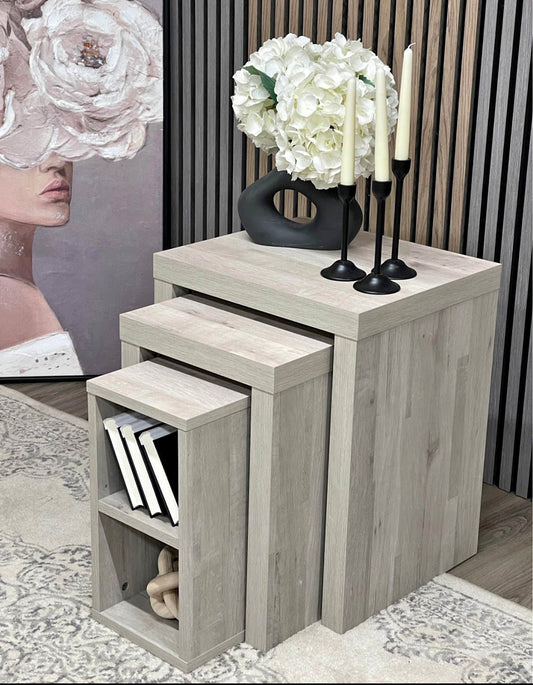 Next Bronx Grey Nest Of 3 Side Tables