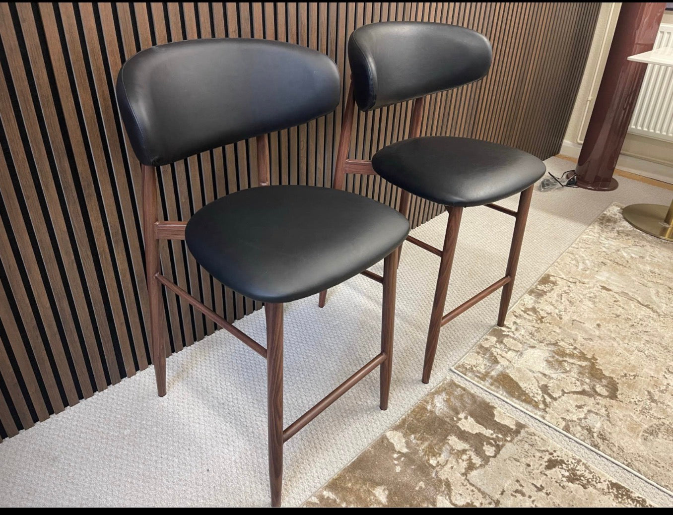 Halston Black Faux Leather Kitchen Stools