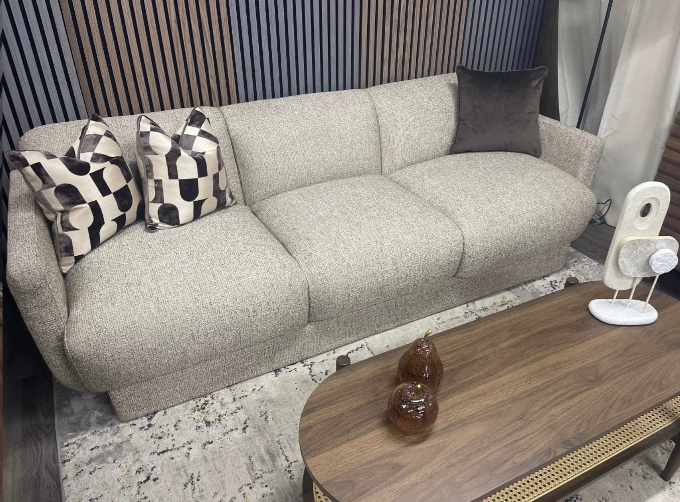 Connick Speckled Latte Boucle 3 Seater Sofa