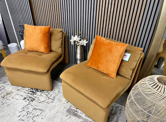 Next Caramel Velvet Set Of 2 Accent Chairs