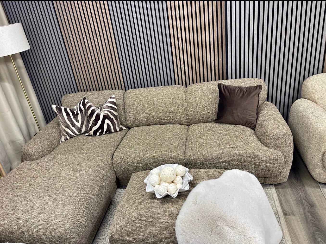 Cloud Left Hand Speckled Cappuccino Boucle  Chaise Sofa