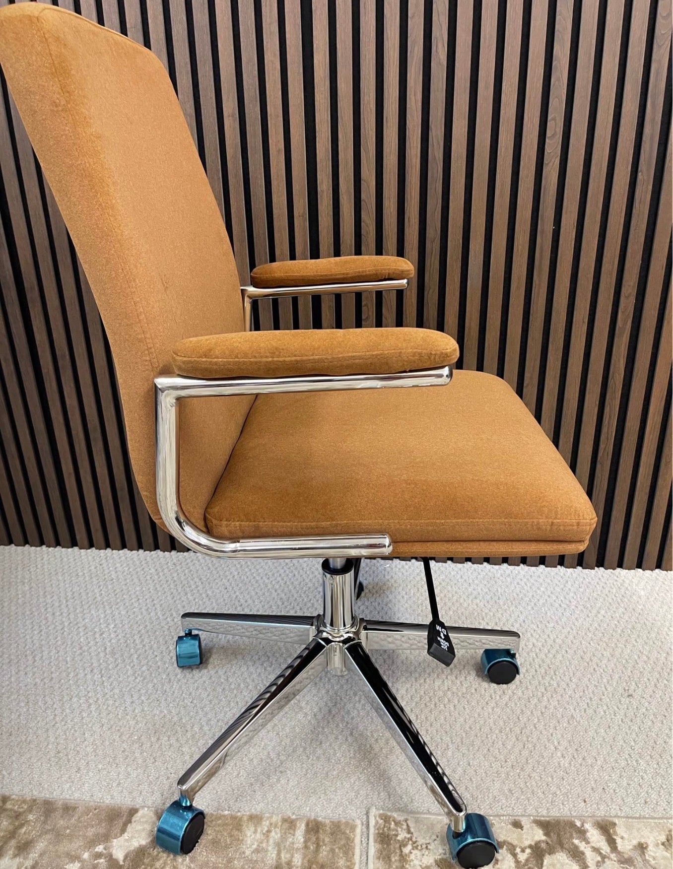 Caramel Brown Mohair Velvet Office Chair
