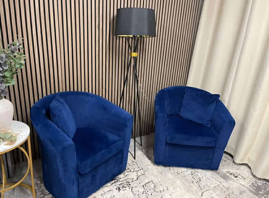 Navy Blue Velvet Tub Chairs