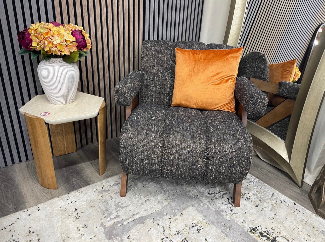 Paulo Speckled Espresso Boucle Armchair