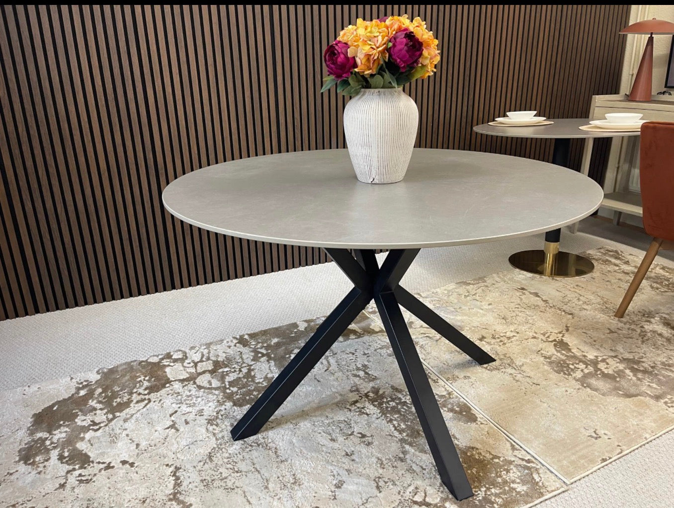 Round Grey Ceramic Dining Table
