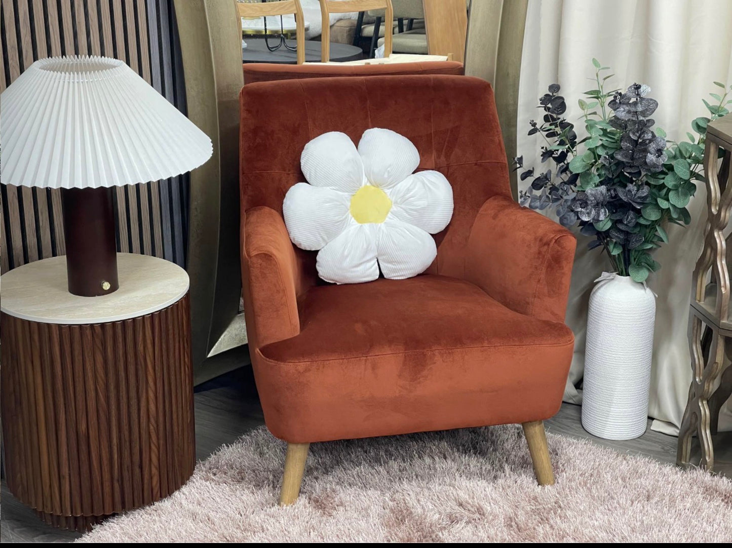 Next Soft Velvet Rust Brown Carter Accent Chair