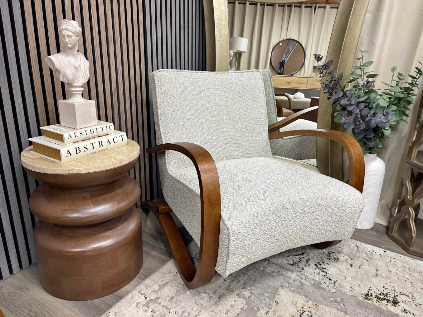 Speckled Stone Boucle Accent Chair