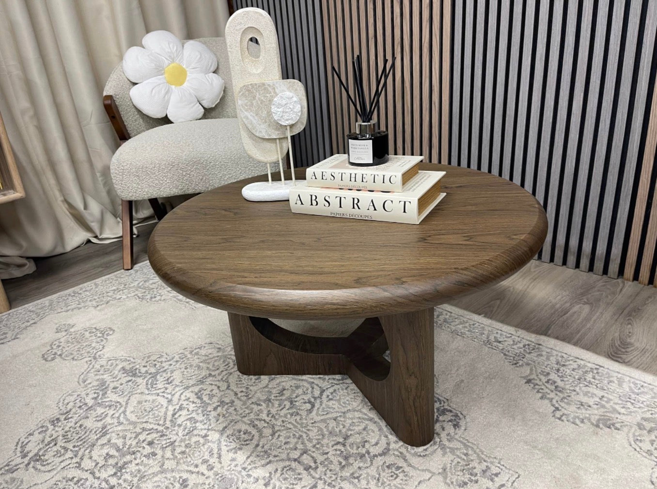 Round Walnut Effect Coffee Table