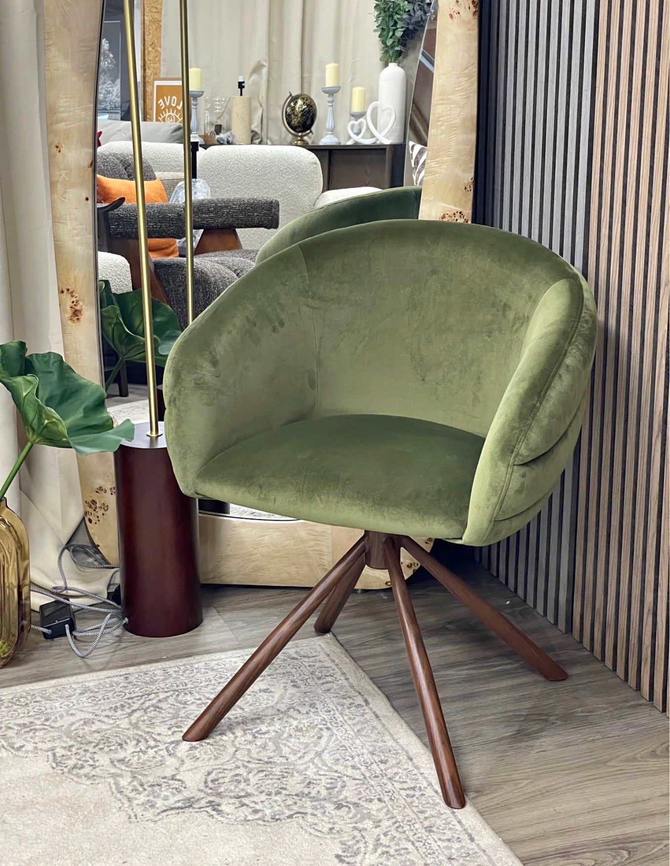 Moss Green Velvet Swivel Desk Chair