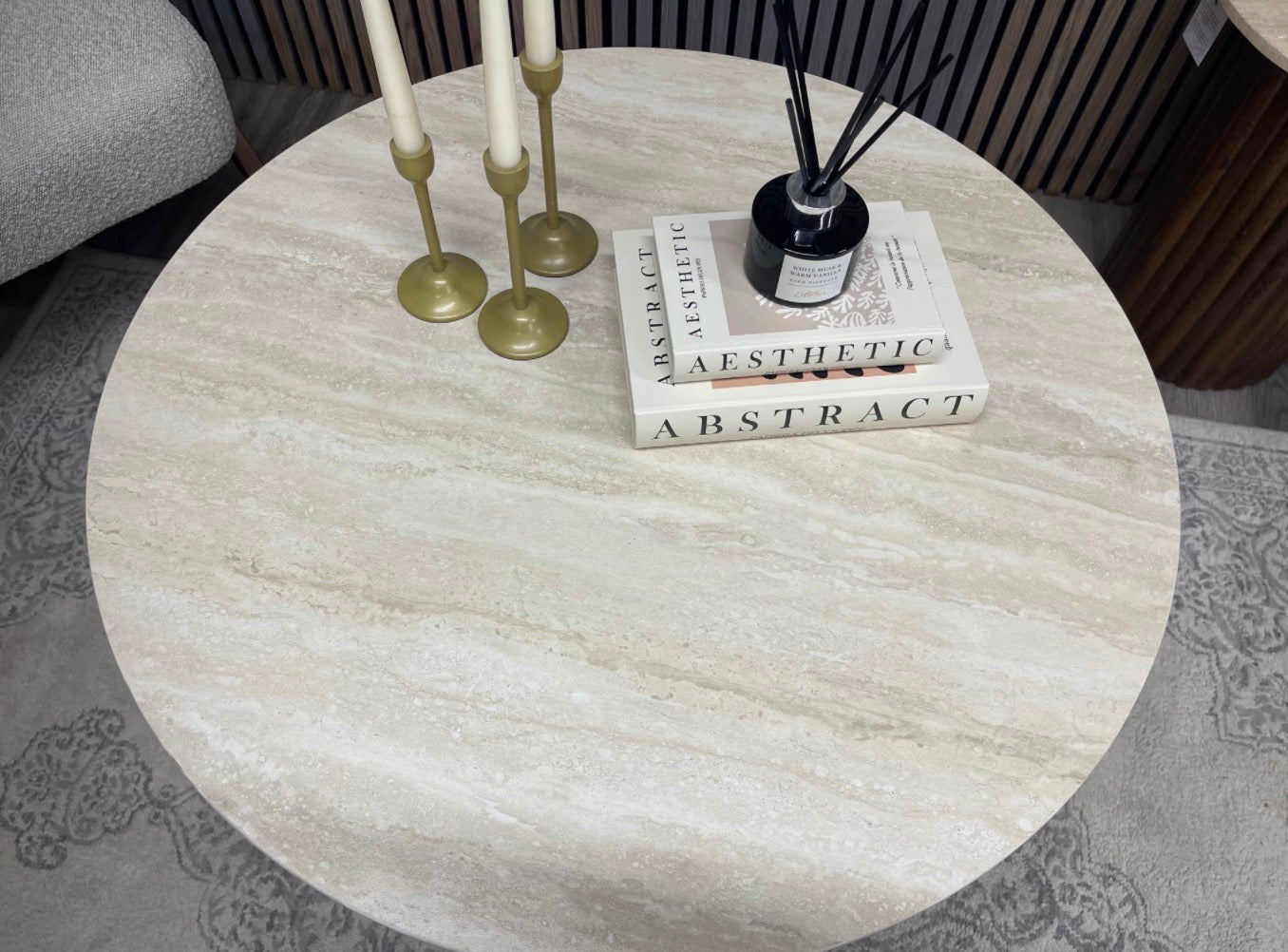 Round Stone Top Coffee Table