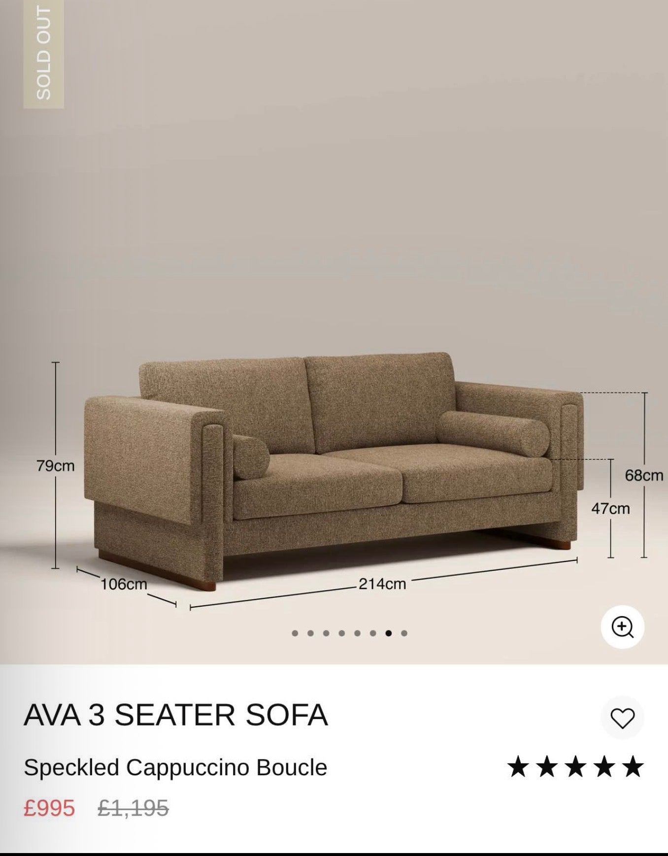 Speckled Cappuccino Boucle 3 Seater Sofa