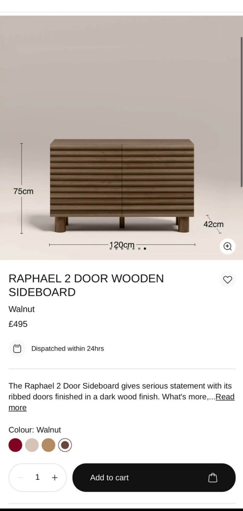 Raphael 2 Door Wooden Sideboard