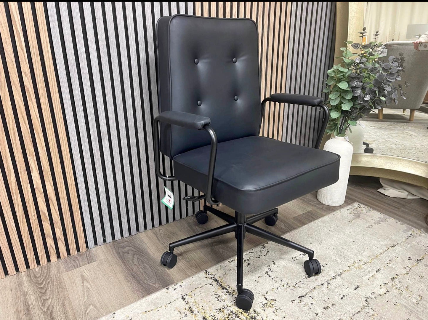 Black Faux Leather Office Chair